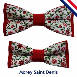 Nœud papillon papa et bébé rouge et liberty blanc - Morey Saint Denis