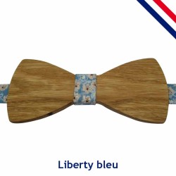 Nœud papillon bois liberty bleu