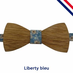 Nœud papillon bois enfant liberty bleu