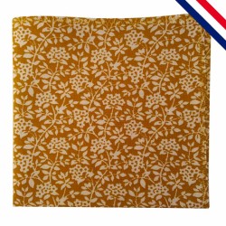Pochette de costume liberty jaune moutarde à fleurs blanches - Dijon
