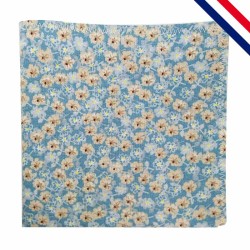 Pochette de costume liberty bleu clair à fleurs beige - Echevronne