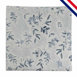 Pochette de costume gris bleu à feuillages marine sur fond blanc - Marsannay la Côte