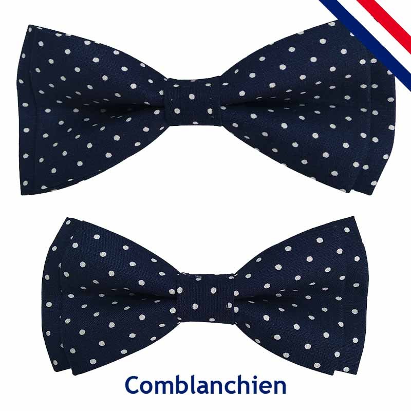 Nœud papillon père fils made in France Bleu Blanc Pap