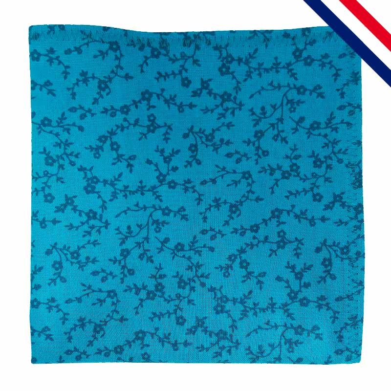 Pochette de costume bleu turquoise fleurie bleu éléctrique - Premeaux Prissey