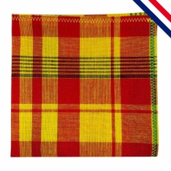 Pochette de costume en madras jaune, orange, rouge et vert - Chorey Lès Beaune