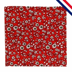Pochette de costume liberty rouge à fleurs blanches - Vougeot