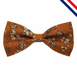 Nœud papillon camel foncé à fleurs