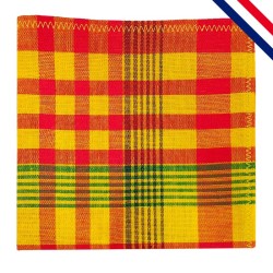 Pochette de costume en madras jaune, orange, rouge et vert