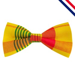Nœud papillon pour enfant en madras jaune, orange, rouge et vert