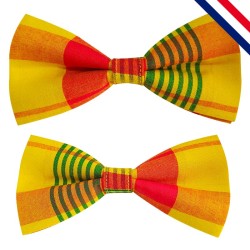 Nœud papillon père et fils en madras jaune, rouge et vert