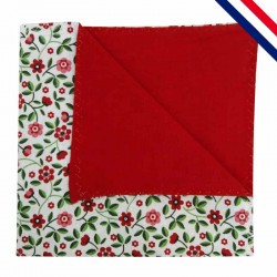 Pochette de costume rouge et liberty rouge sur fond blanc - Morey Saint Denis
